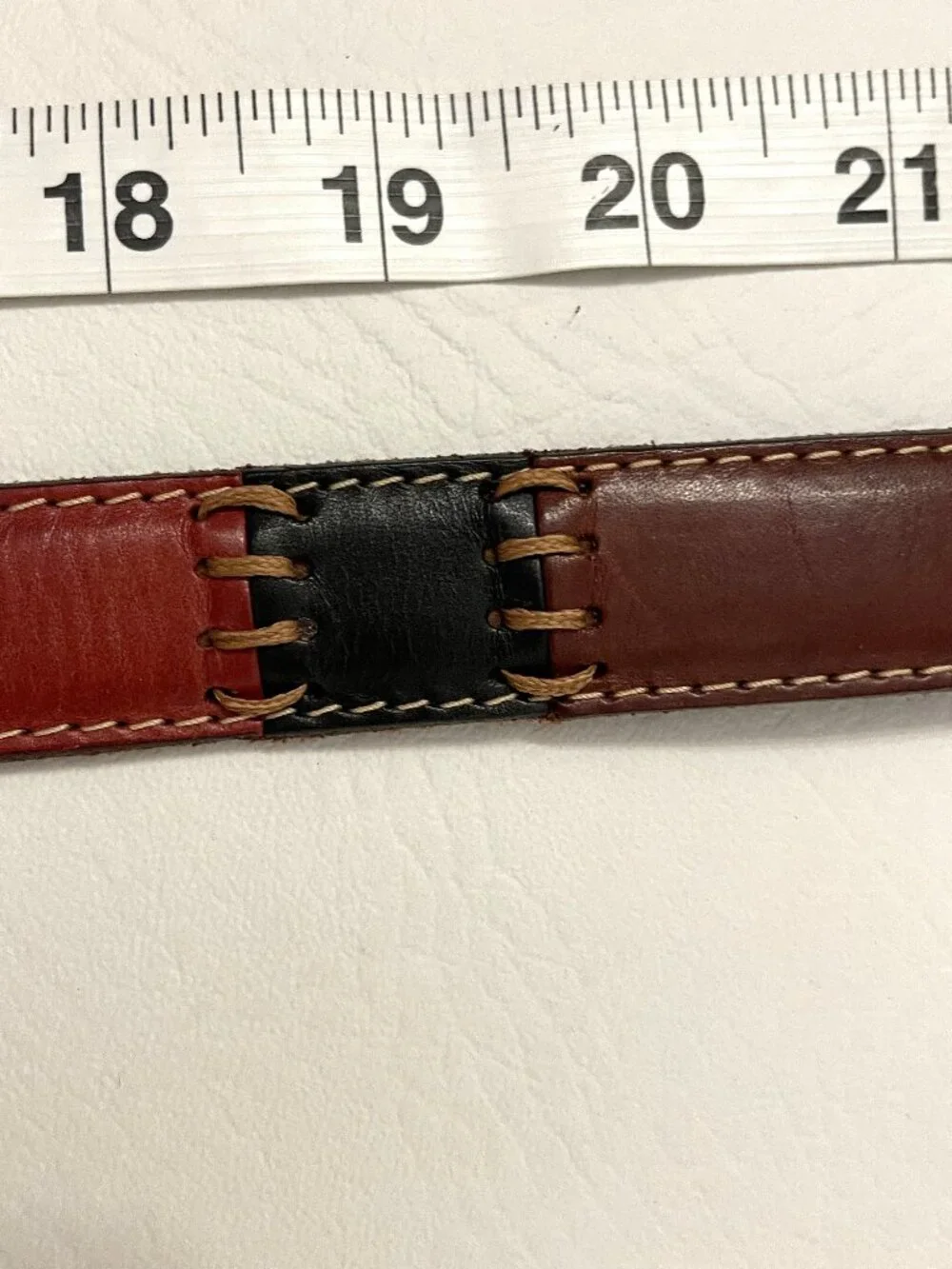 Vintage Fossil Leather Belt Women's Large Brown Patchwork  BT1411 Colorblock Y2K